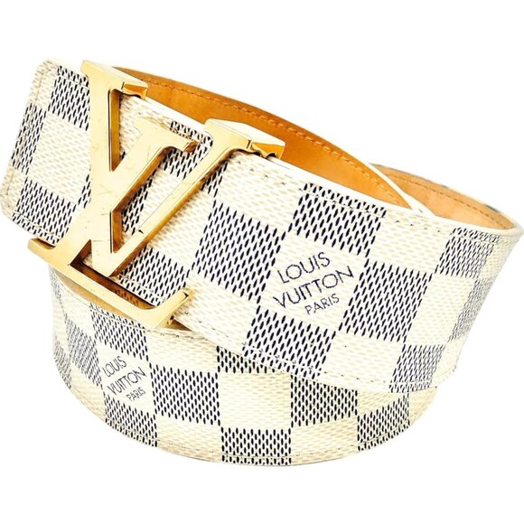 193345AU (S5) Louis Vuitton Belt White Damier Azul - Picture 1 of 10
